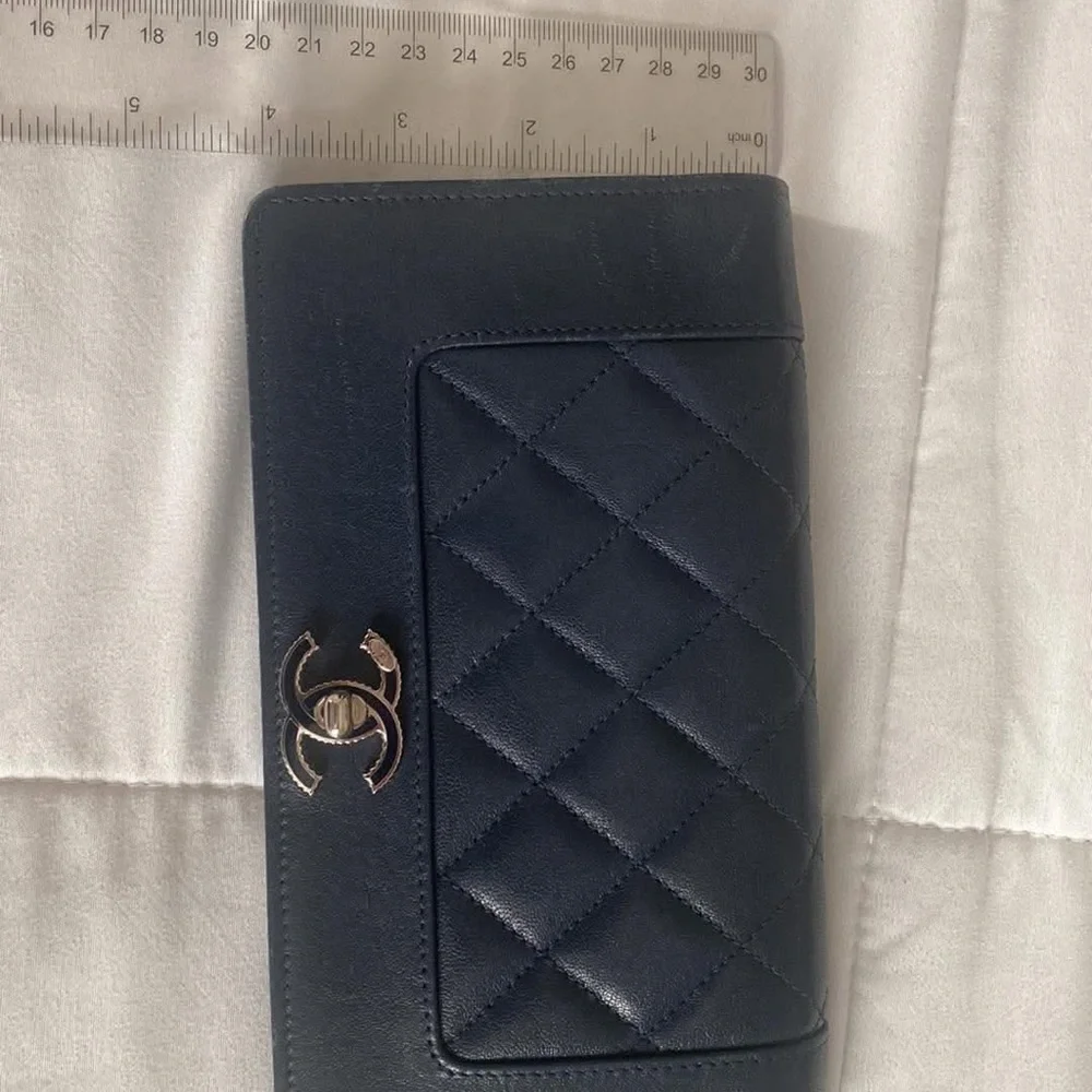 Chanel Quilted Leather Flap Wallet - Blue